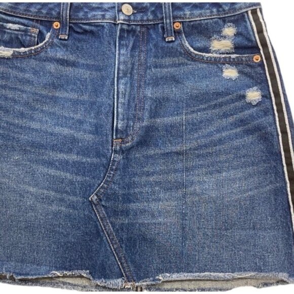 ABERCROMBIE & FITCH‎ Vintage A-Line Skirt Size 27/4 Mini Distressed Blue Denim - Picture 6 of 15